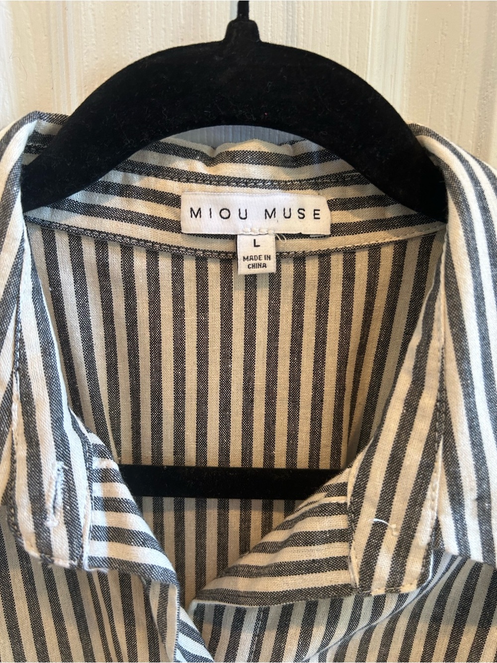 Striped Button-Front Midi Shirt Dress — charcoal & off white - Picture 4 of 4